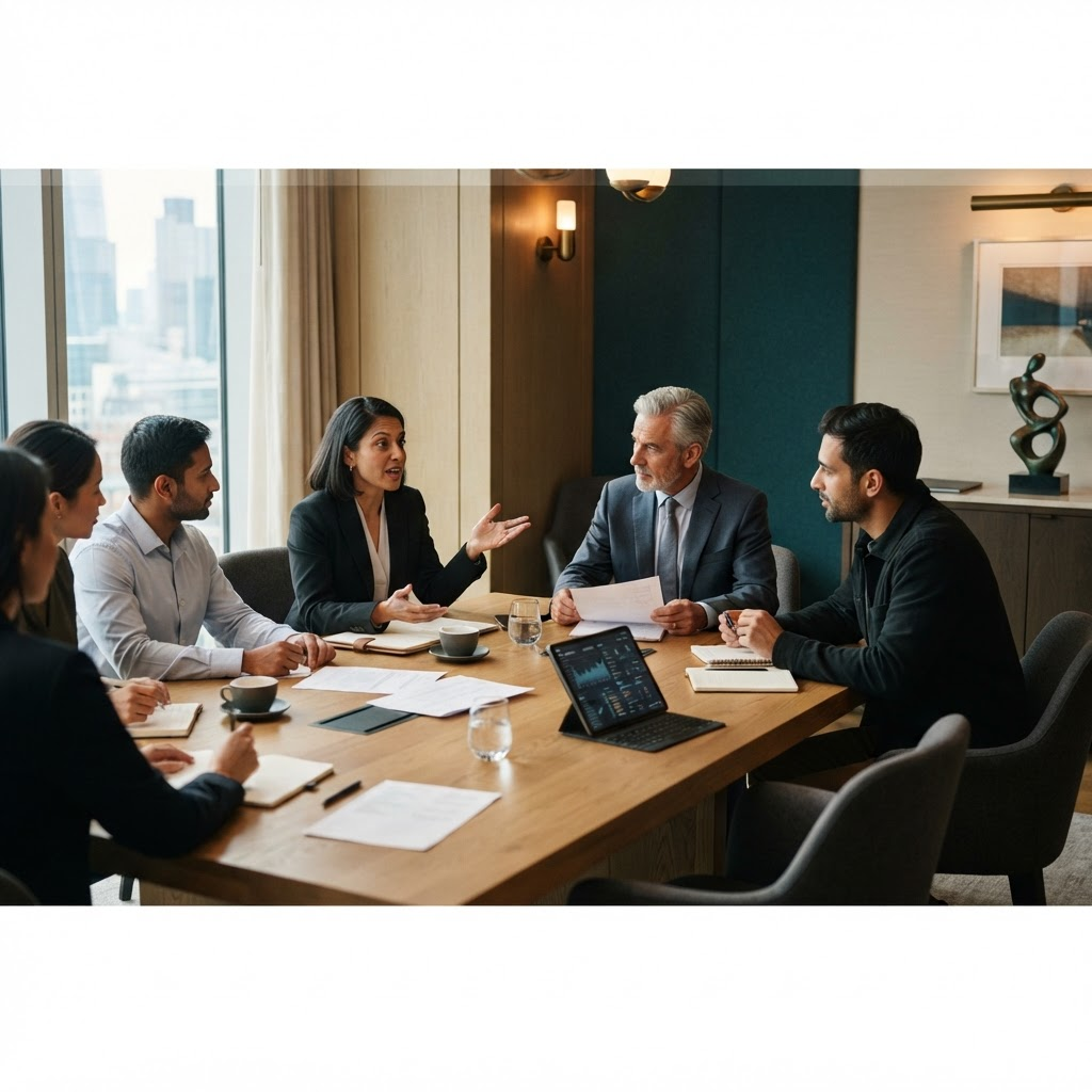 Client leaders in a strategic working session